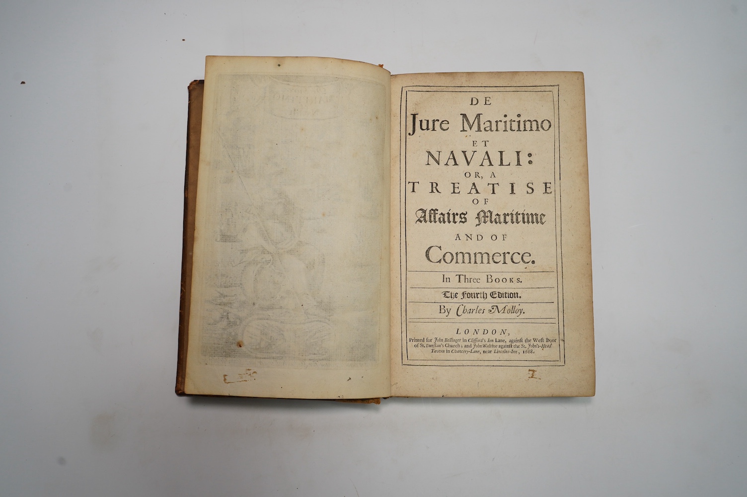 Molloy, Charles - De Jure Maritimo et Navali: or, a Treatise of Affairs Maritime and of Commerce ... 4th edition. engraved pictorial and printed titles, frontis.; old calf sometime rebacked with panelled spine. printed f